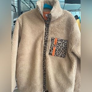 Plush Cream and Leopard Print Jacket